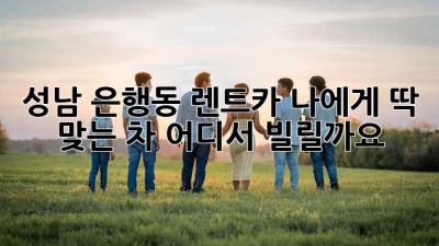성남 은행동 렌트카: 나에게 딱 맞는 차, 어디서 빌릴까요?
